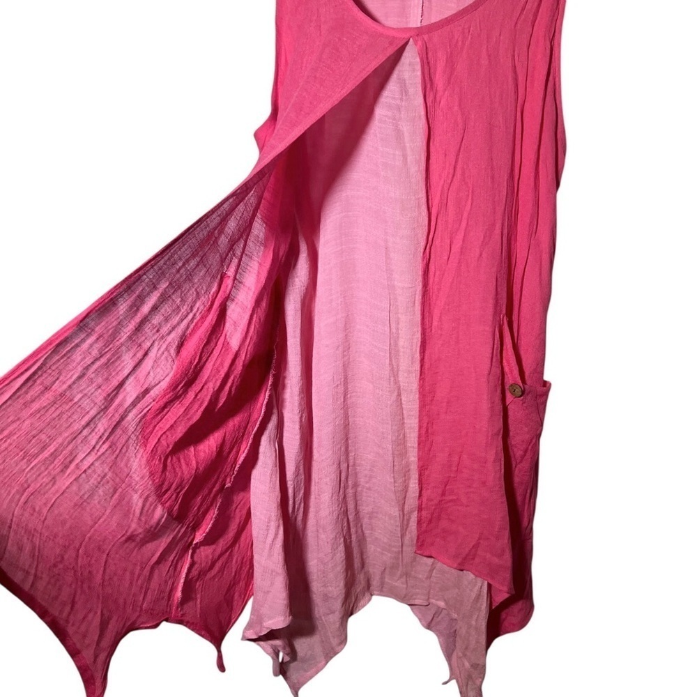 Pink Layered Silk Cotton Blend Flowy Tunic Top Approx Large - Picture 7 of 9